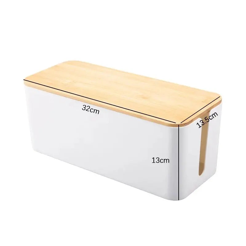 Cable Storage Box Power Strip Case Wooden Power Line Wire Management Organizer Anti-Dust Charger Socket Network Line Storage Bin - Velvet Haven