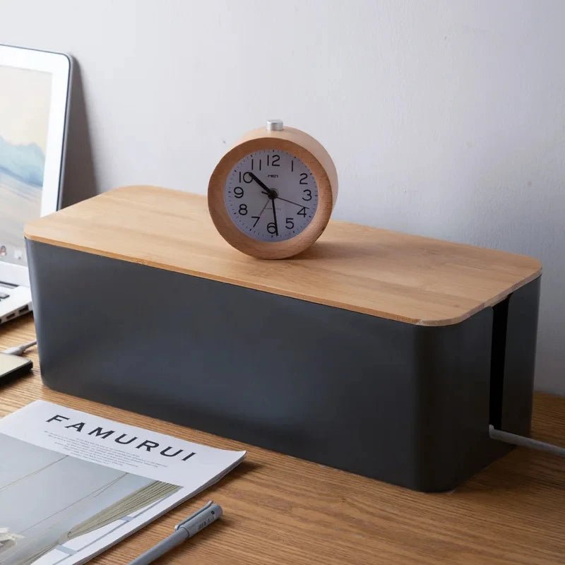 Cable Storage Box Wooden Power Line Storage Case Dustproof Charger Socket Organizer Wire Case Home Cable Winder Organizer - Velvet Haven