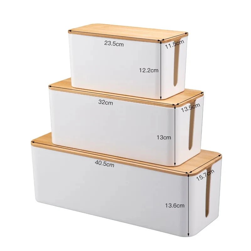Cable Storage Box Wooden Power Line Storage Case Dustproof Charger Socket Organizer Wire Case Home Cable Winder Organizer - Velvet Haven