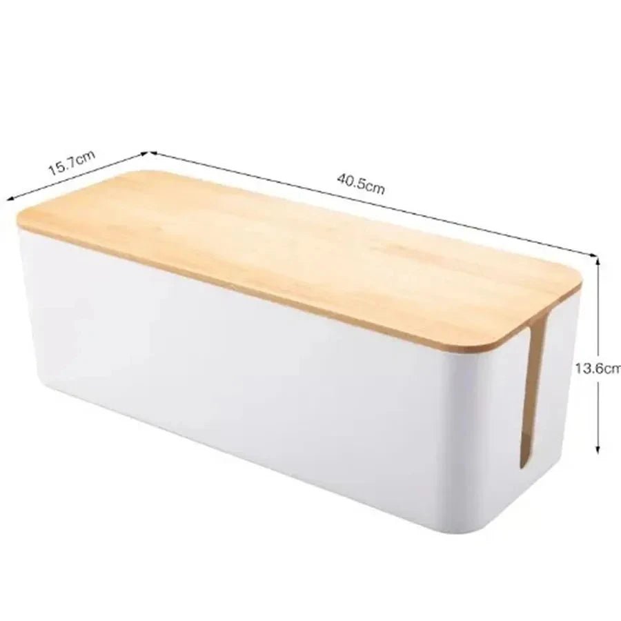 Cable Storage Box Wooden Power Line Storage Case Dustproof Charger Socket Organizer Wire Case Home Cable Winder Organizer - Velvet Haven