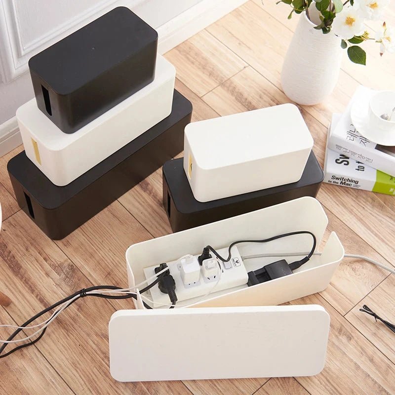 Cable Storage Box Wooden Power Line Storage Case Dustproof Charger Socket Organizer Wire Case Home Cable Winder Organizer - Velvet Haven