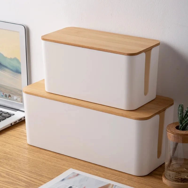 Cable Storage Box Wooden Power Line Storage Case Dustproof Charger Socket Organizer Wire Case Home Cable Winder Organizer - Velvet Haven
