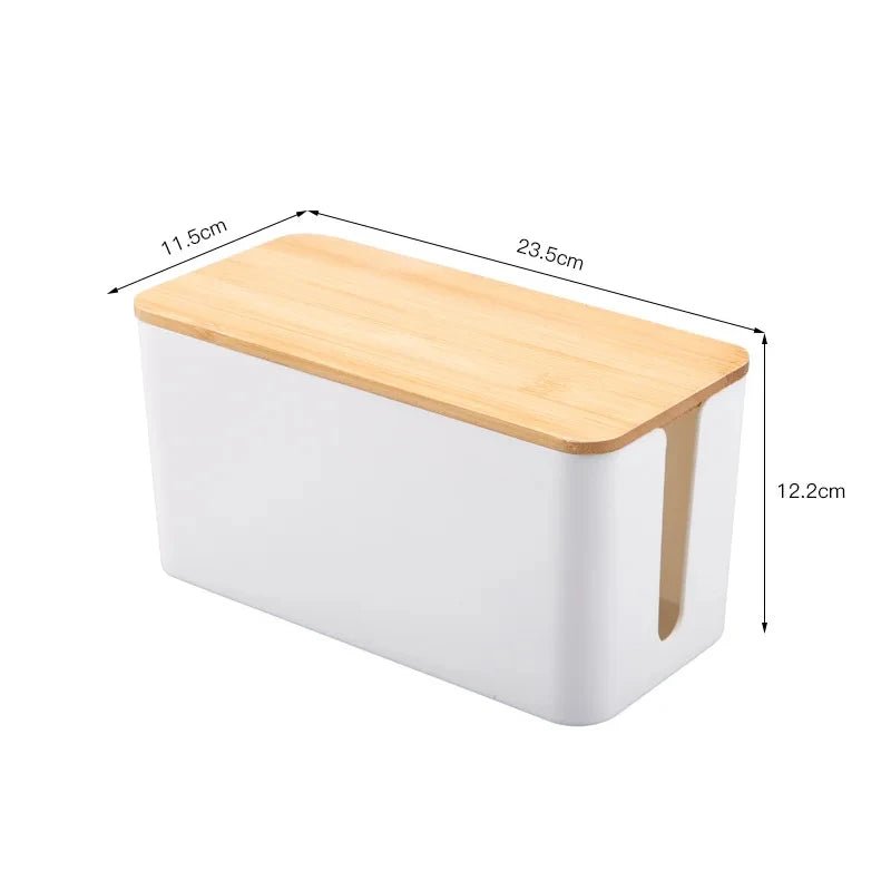 Cable Storage Box Wooden Power Line Storage Case Dustproof Charger Socket Organizer Wire Case Home Cable Winder Organizer - Velvet Haven