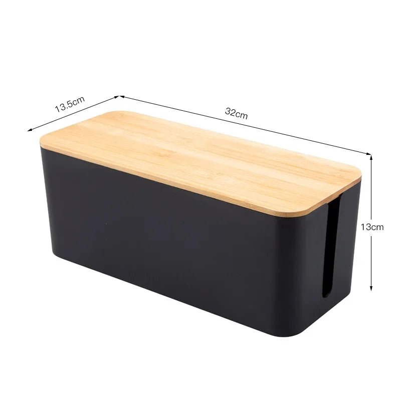 Cable Storage Box Wooden Power Line Storage Case Dustproof Charger Socket Organizer Wire Case Home Cable Winder Organizer - Velvet Haven