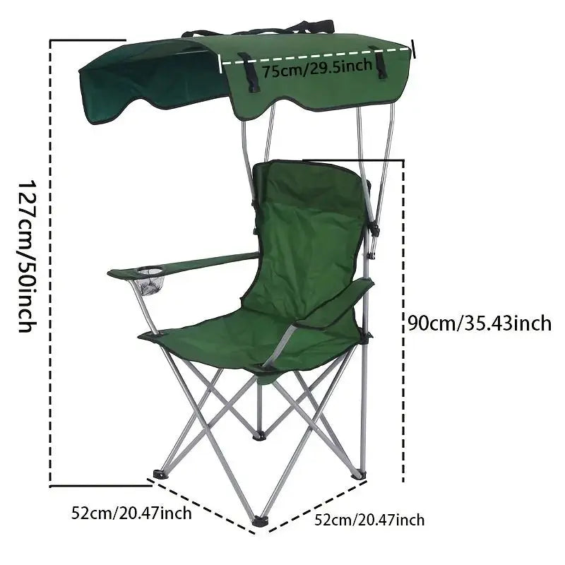 Camping Chair with A Canopy; Heavy-duty Folding Camping Lawn Chair with Cup Holders; Portable Beach Lounger - Velvet Haven