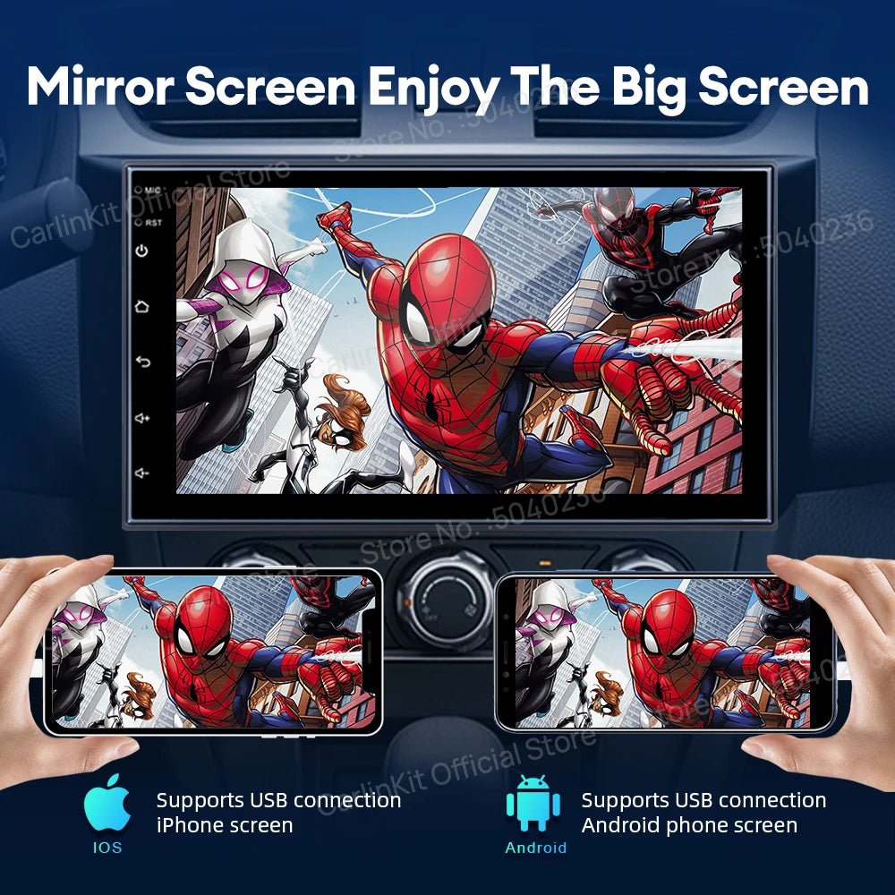 Wireless CarPlay and Android USB adapter for compatible Android car radios with MirrorLink and plug-and-play connectivity.