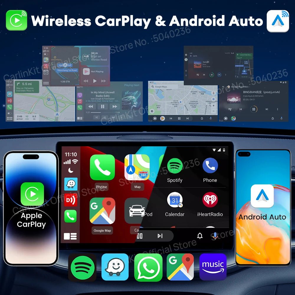 Wireless CarPlay and Android USB adapter for compatible Android car radios with MirrorLink and plug-and-play connectivity.