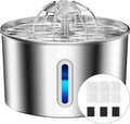Cat Water Fountain Stainless Steel - 74oz/2.2L Automatic Large Pet Watering Bowl Dispenser for Indoor Dogs - Drinking Fountains with 3 Filter, Gifts for Cats and Kitty - Dog Waterer Bowls No Spill - Velvet Haven