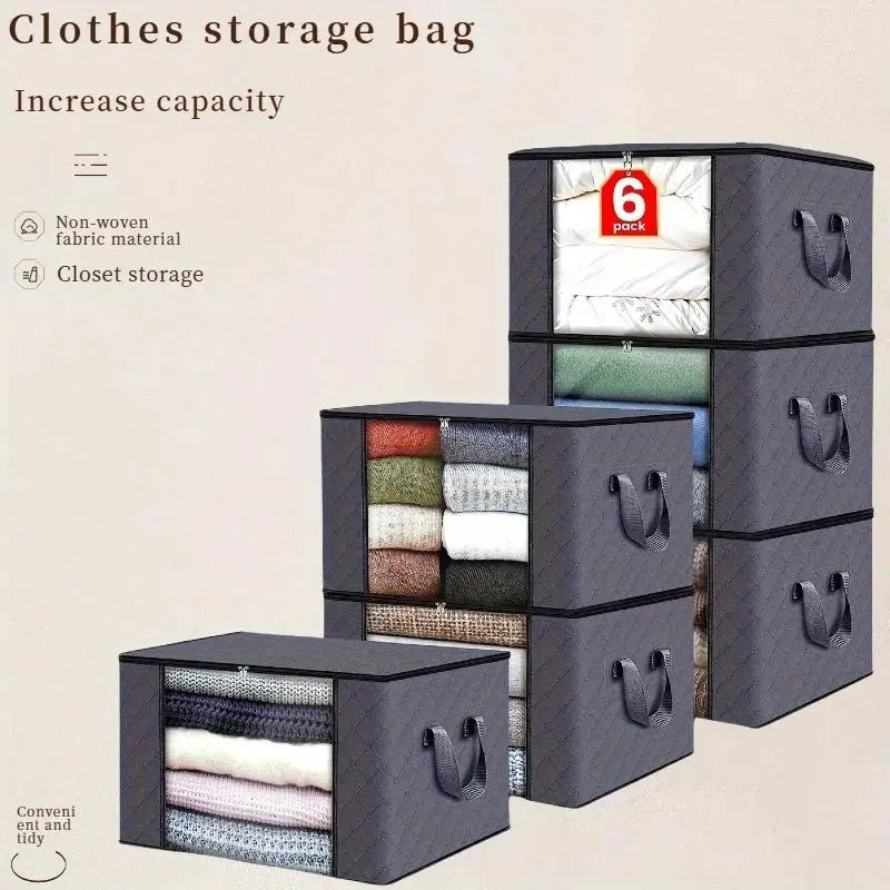 Closet Organizers and Storages Clothes Storage Bag Blanket Storage Foldable Storages Bin Sturdy Sewn By 3 Layers Fabrics with Re - Velvet Haven