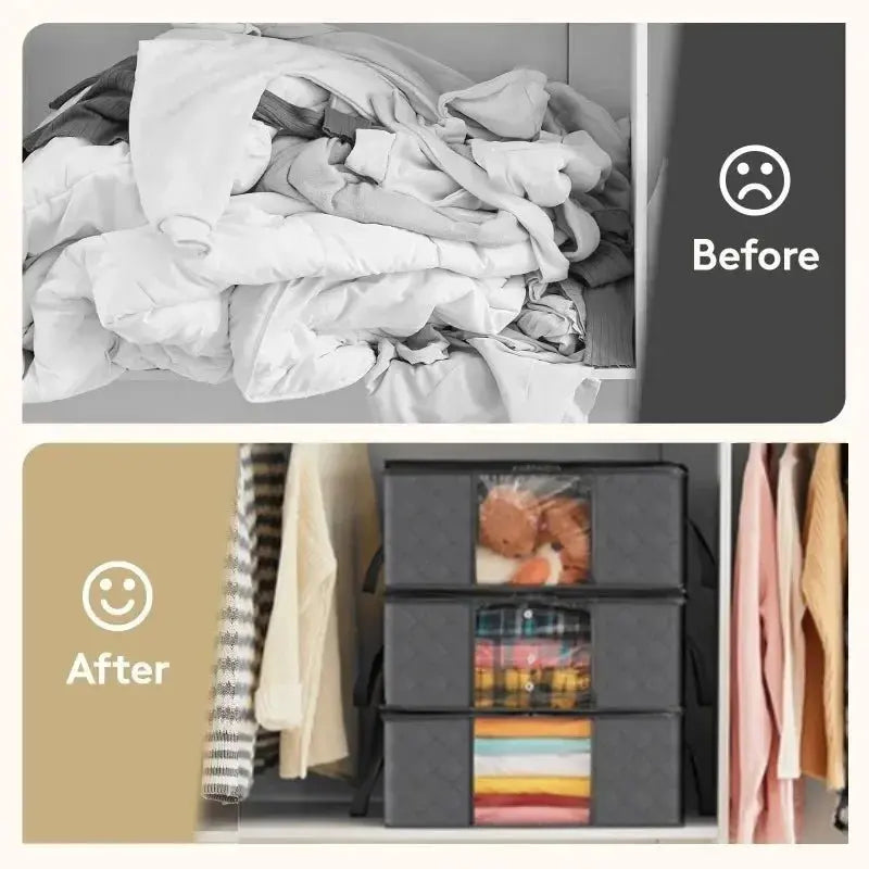 Closet Organizers and Storages Clothes Storage Bag Blanket Storage Foldable Storages Bin Sturdy Sewn By 3 Layers Fabrics with Re - Velvet Haven