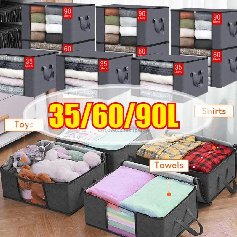 Closet Organizers and Storages Clothes Storage Bag Blanket Storage Foldable Storages Bin Sturdy Sewn By 3 Layers Fabrics with Re - Velvet Haven