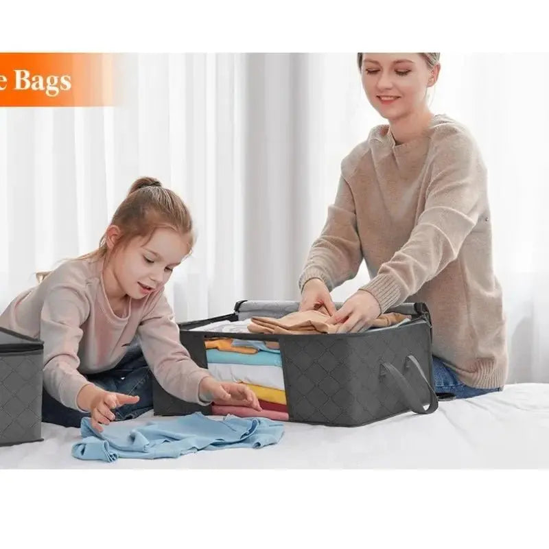 Closet Organizers and Storages Clothes Storage Bag Blanket Storage Foldable Storages Bin Sturdy Sewn By 3 Layers Fabrics with Re - Velvet Haven