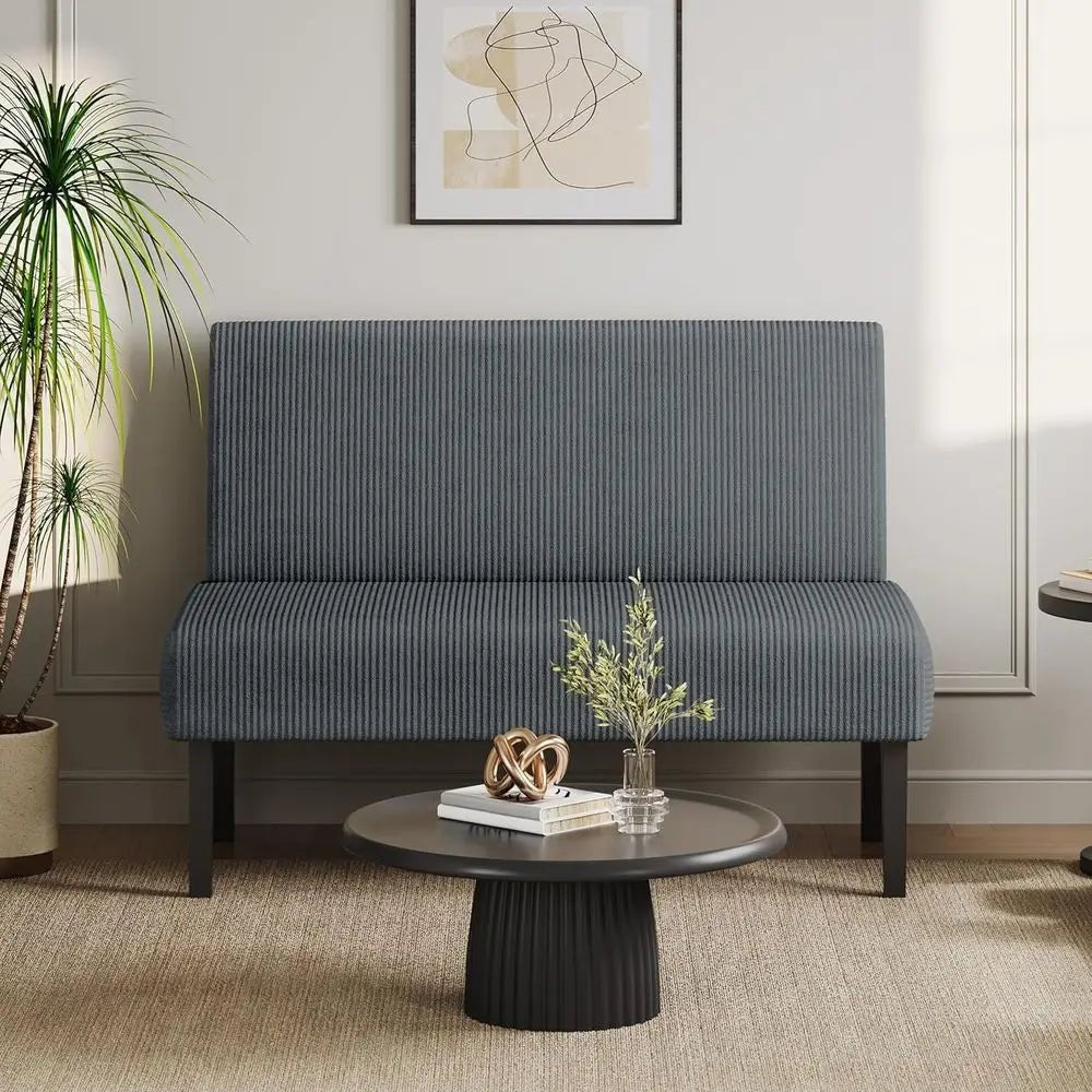 Compact 2-seater corduroy loveseat sofa with armrests for small living rooms, apartments, and bedrooms