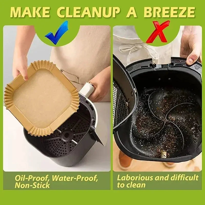Cooking Paper Air Fryer Disposable Paper Square Round Baking Barbecue Plate NonStick Mat Kitchen Oven Oil Absorbing Paper Tool - Velvet Haven