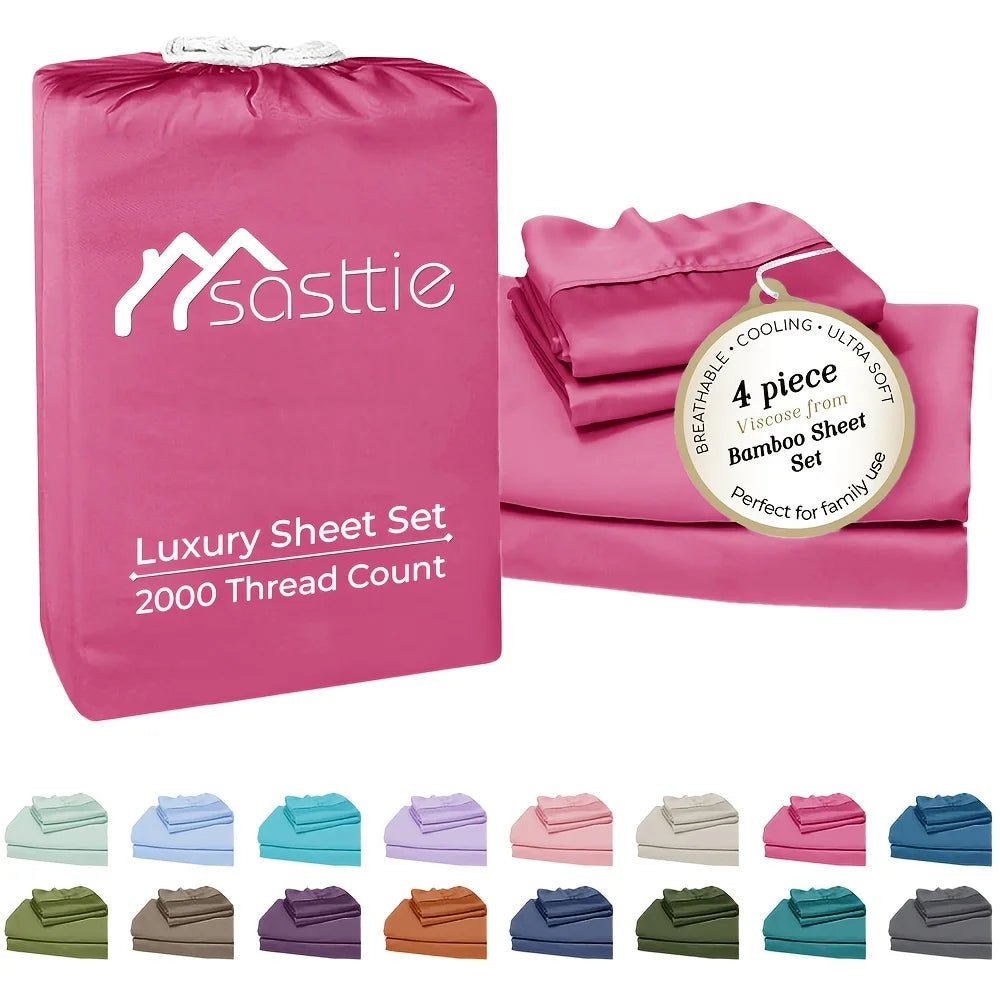 Cooling Bamboo Bed Sheet Set-Bamboo Bed Sheet-Ultra Soft & Breathable Daybed Set-Deep Pocket Up to 16" Hotel Soft Bedding-Perfect for Hot Sleepers Bamboo Bedding Sheets Set - Double Stitching, Lifetime Quality Promise - Velvet Haven