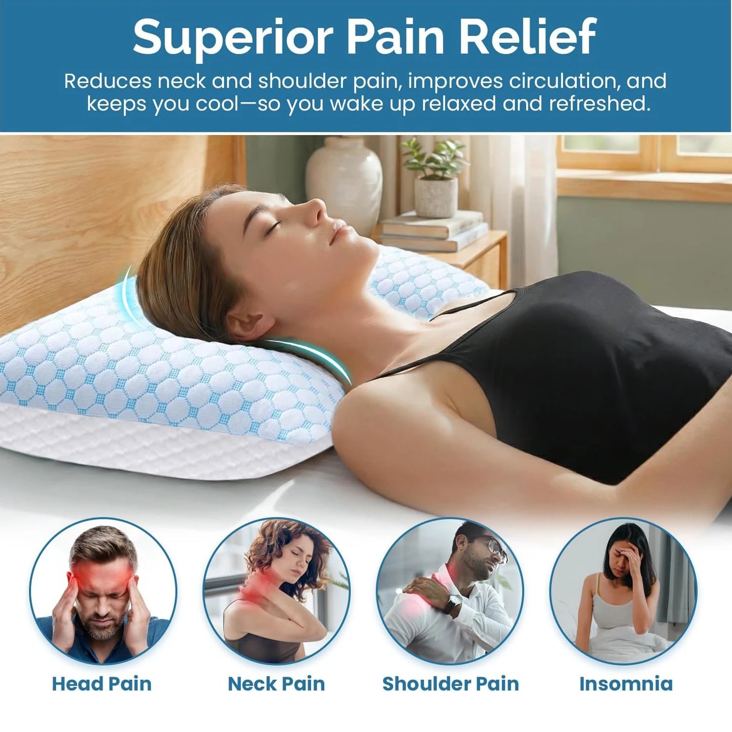 Cooling Shredded Memory Foam Pillow with Adjustable Loft - Velvet Haven