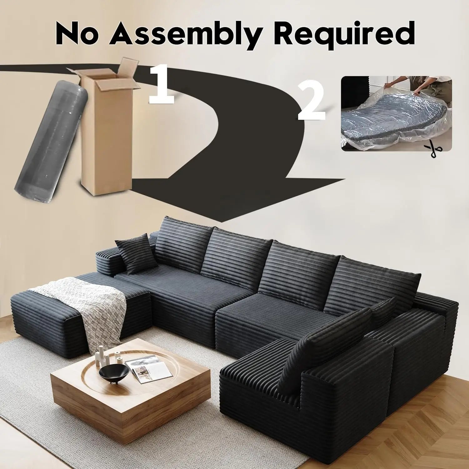 Corduroy Modular Cloud Sectional Sofa with Plush Cushions - Velvet Haven