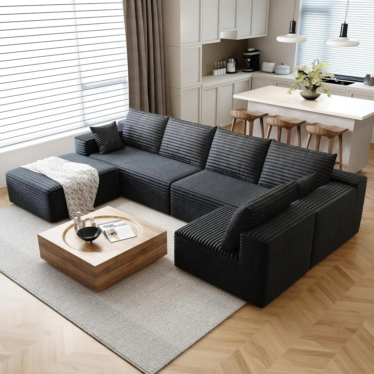 Corduroy Modular Cloud Sectional Sofa with Plush Cushions - Velvet Haven