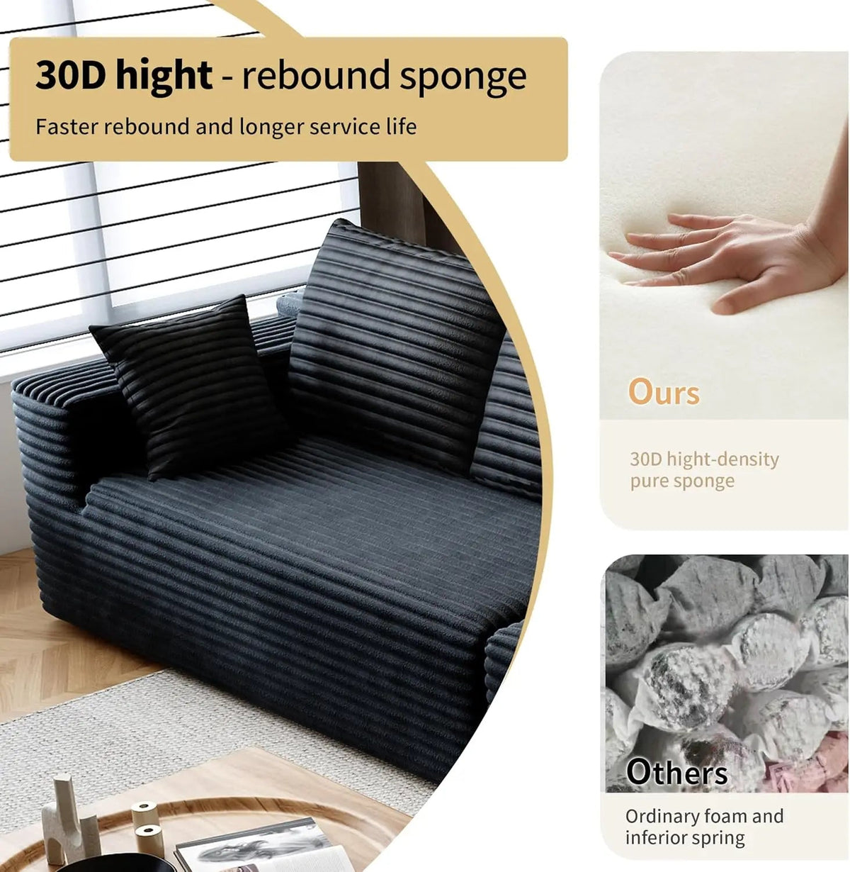Corduroy Modular Cloud Sectional Sofa with Plush Cushions - Velvet Haven