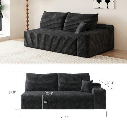 Corduroy Modular Cloud Sectional Sofa with Plush Cushions - Velvet Haven