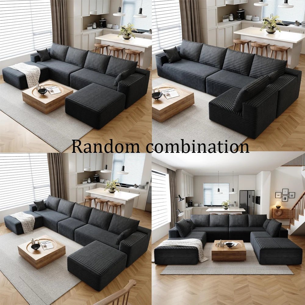 Corduroy Modular Cloud Sectional Sofa with Plush Cushions - Velvet Haven