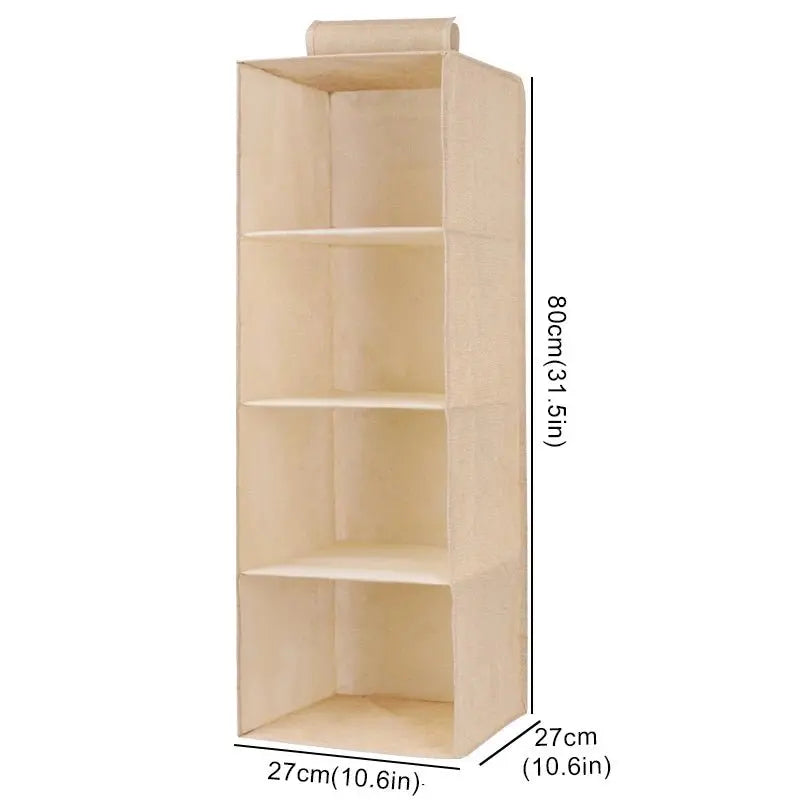 Cotton Linen Hanging Storage Bag Drawer Style Wardrobe Organizer Box Clothes Organizer Holder Collapsible Hanging Storage Shelve - Velvet Haven