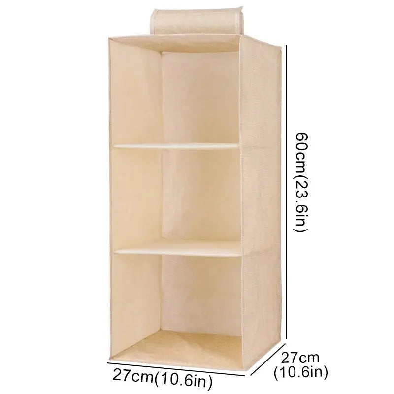 Cotton Linen Hanging Storage Bag Drawer Style Wardrobe Organizer Box Clothes Organizer Holder Collapsible Hanging Storage Shelve - Velvet Haven