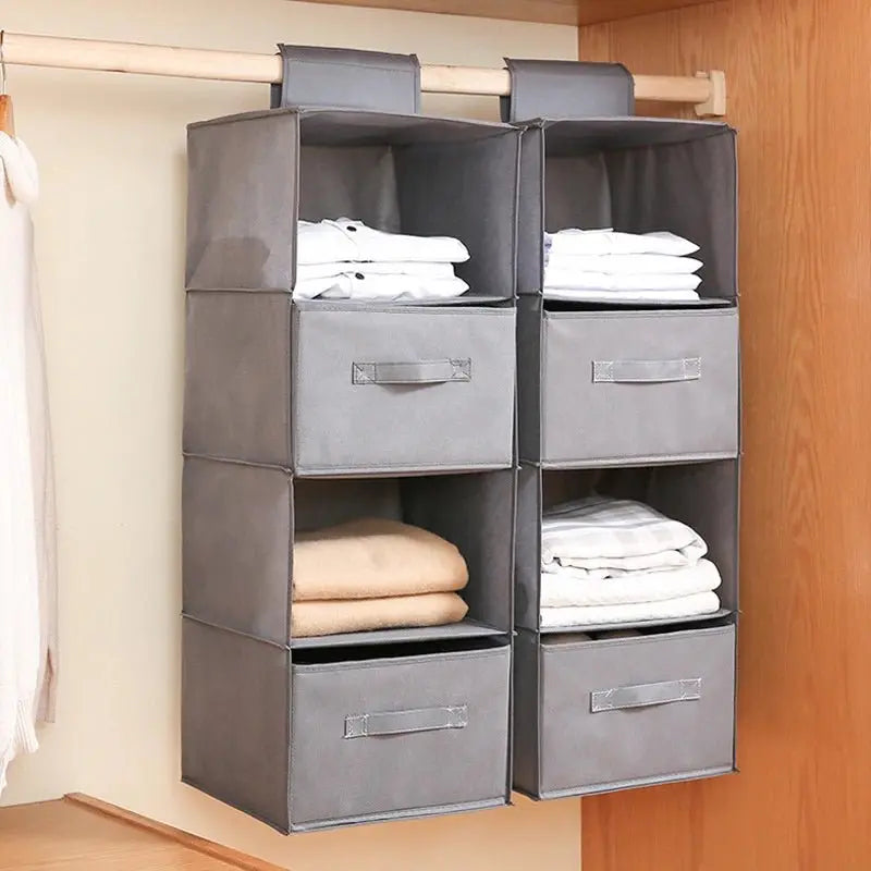 Cotton Linen Hanging Storage Bag Drawer Style Wardrobe Organizer Box Clothes Organizer Holder Collapsible Hanging Storage Shelve - Velvet Haven