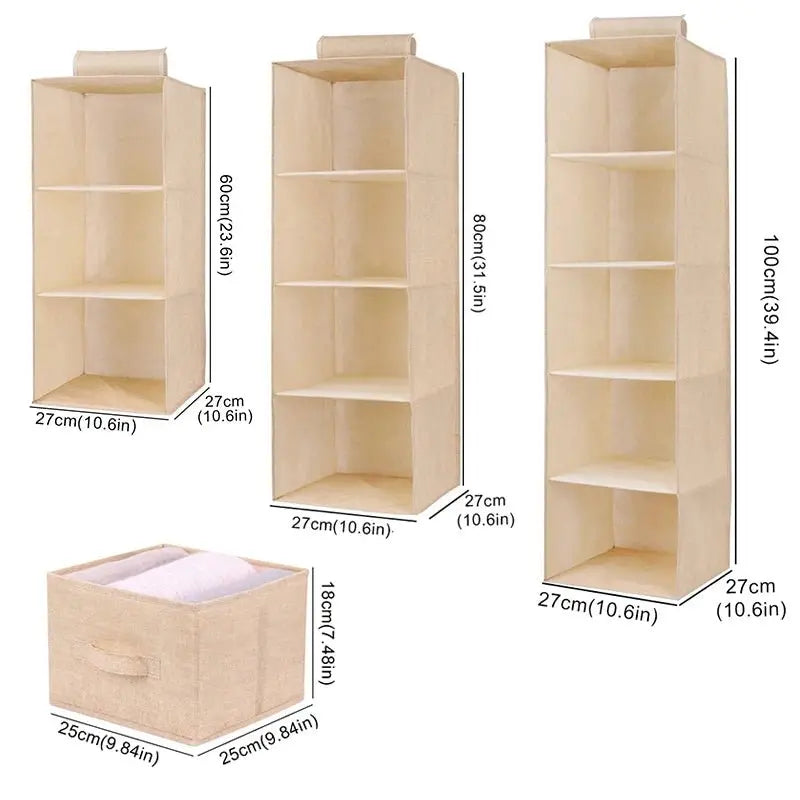 Cotton Linen Hanging Storage Bag Drawer Style Wardrobe Organizer Box Clothes Organizer Holder Collapsible Hanging Storage Shelve - Velvet Haven