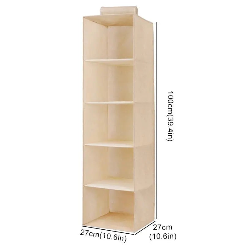 Cotton Linen Hanging Storage Bag Drawer Style Wardrobe Organizer Box Clothes Organizer Holder Collapsible Hanging Storage Shelve - Velvet Haven