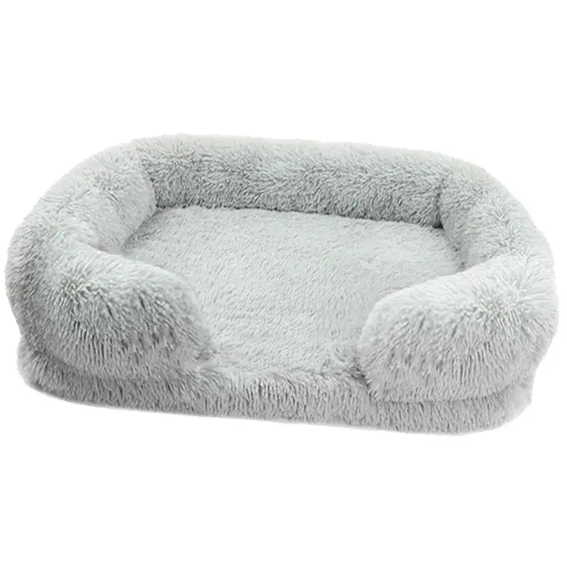 Cozy Plush Dog Sofa Bed Square Beds Washable Warm Pet Cushion Orthopedic Faux Fur Memory Foam Lounger Fluffy with Remove Cover - Velvet Haven