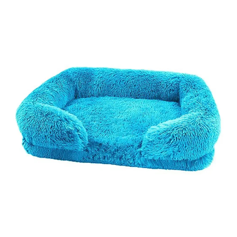 Cozy Plush Dog Sofa Bed Square Beds Washable Warm Pet Cushion Orthopedic Faux Fur Memory Foam Lounger Fluffy with Remove Cover - Velvet Haven
