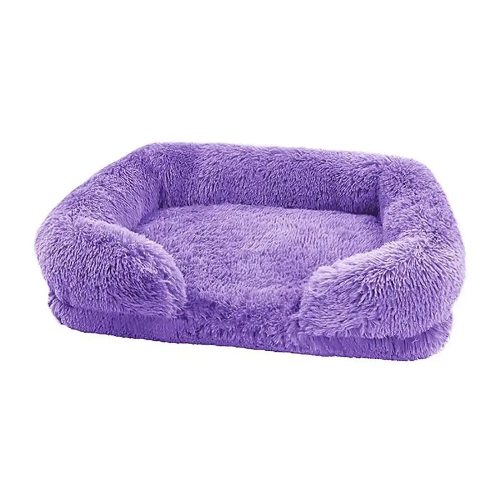 Cozy Plush Dog Sofa Bed Square Beds Washable Warm Pet Cushion Orthopedic Faux Fur Memory Foam Lounger Fluffy with Remove Cover - Velvet Haven