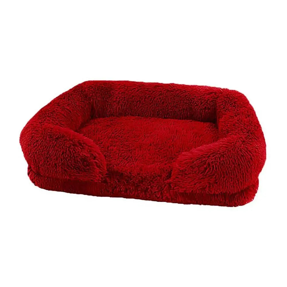 Cozy Plush Dog Sofa Bed Square Beds Washable Warm Pet Cushion Orthopedic Faux Fur Memory Foam Lounger Fluffy with Remove Cover - Velvet Haven