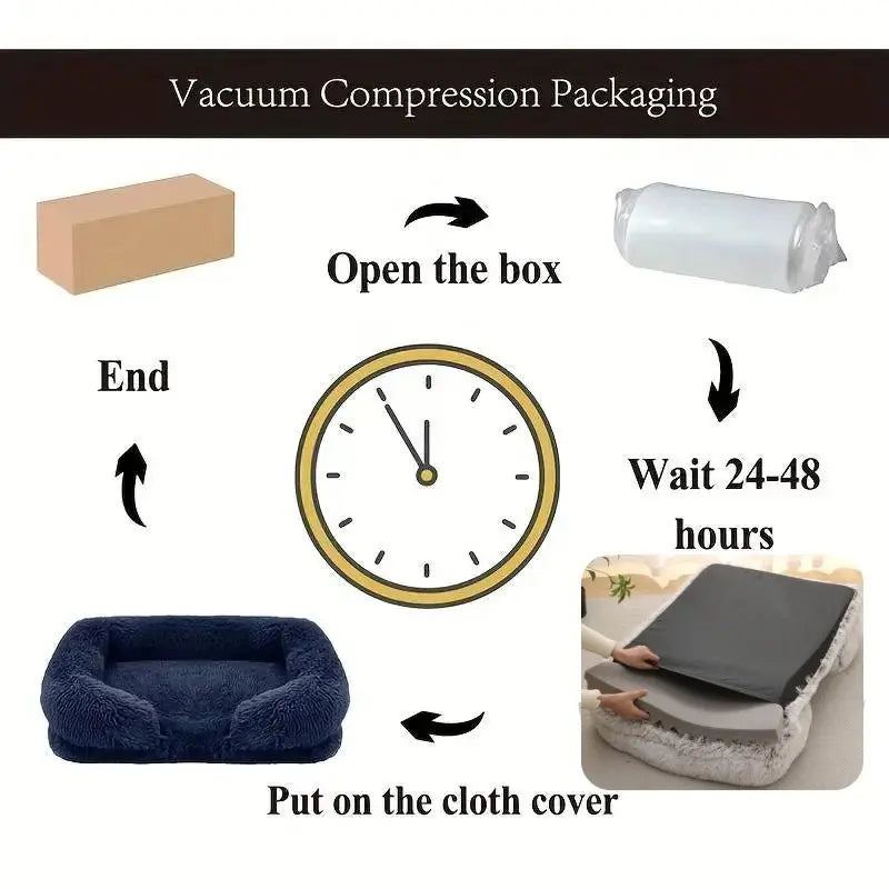 Cozy Plush Dog Sofa Bed Square Beds Washable Warm Pet Cushion Orthopedic Faux Fur Memory Foam Lounger Fluffy with Remove Cover - Velvet Haven