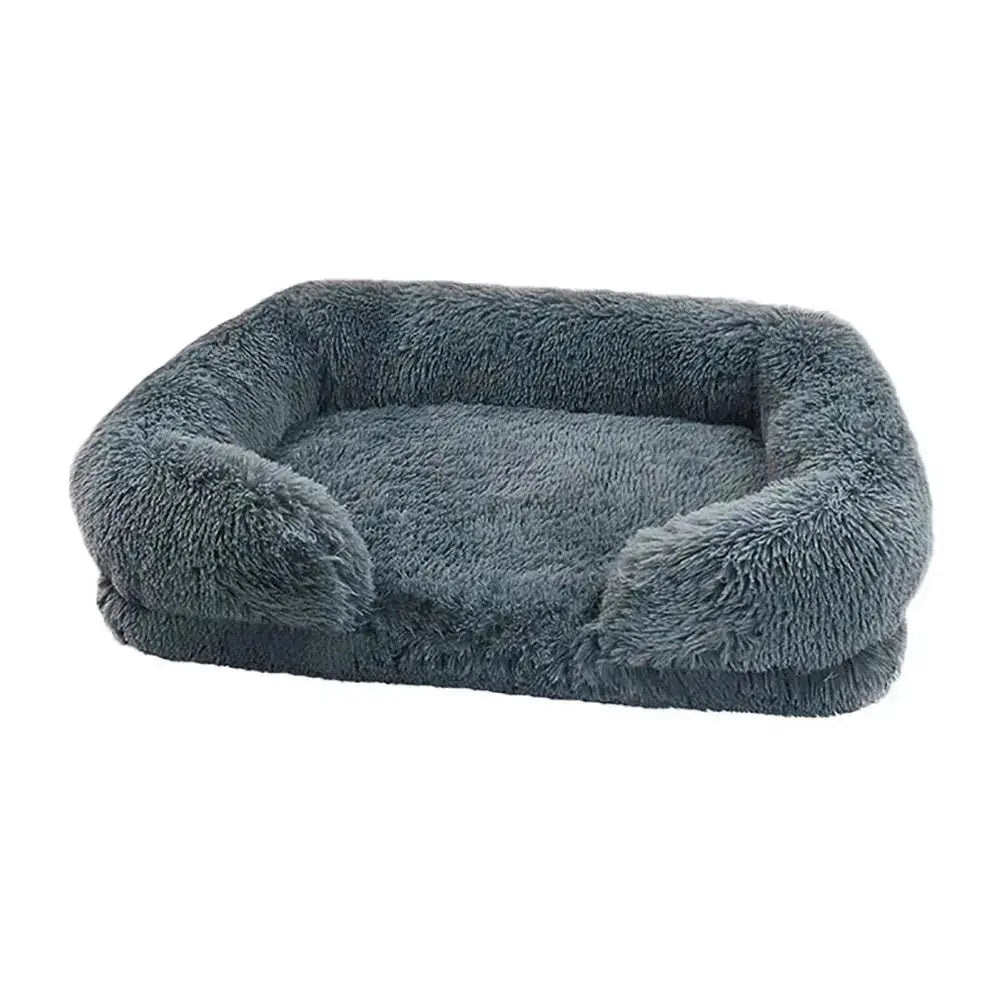 Cozy Plush Dog Sofa Bed Square Beds Washable Warm Pet Cushion Orthopedic Faux Fur Memory Foam Lounger Fluffy with Remove Cover - Velvet Haven