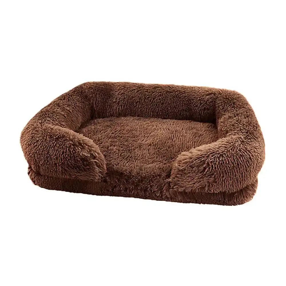 Cozy Plush Dog Sofa Bed Square Beds Washable Warm Pet Cushion Orthopedic Faux Fur Memory Foam Lounger Fluffy with Remove Cover - Velvet Haven