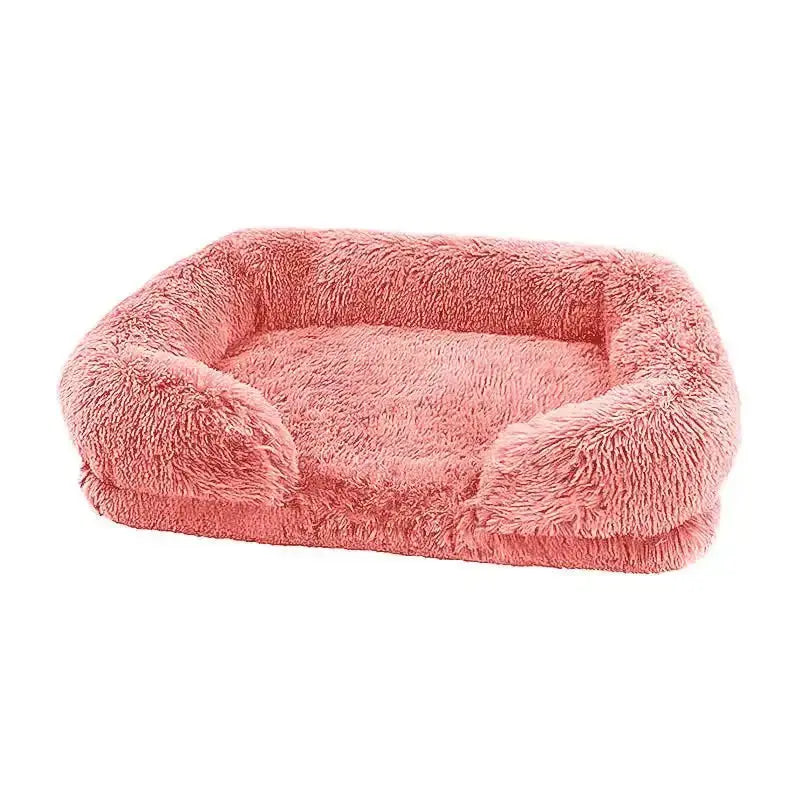 Cozy Plush Dog Sofa Bed Square Beds Washable Warm Pet Cushion Orthopedic Faux Fur Memory Foam Lounger Fluffy with Remove Cover - Velvet Haven