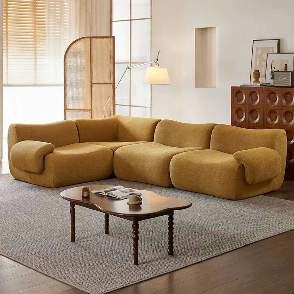 Cream Modular Sherpa Cloud Sectional Sofa with High-Elastic Foam - Velvet Haven