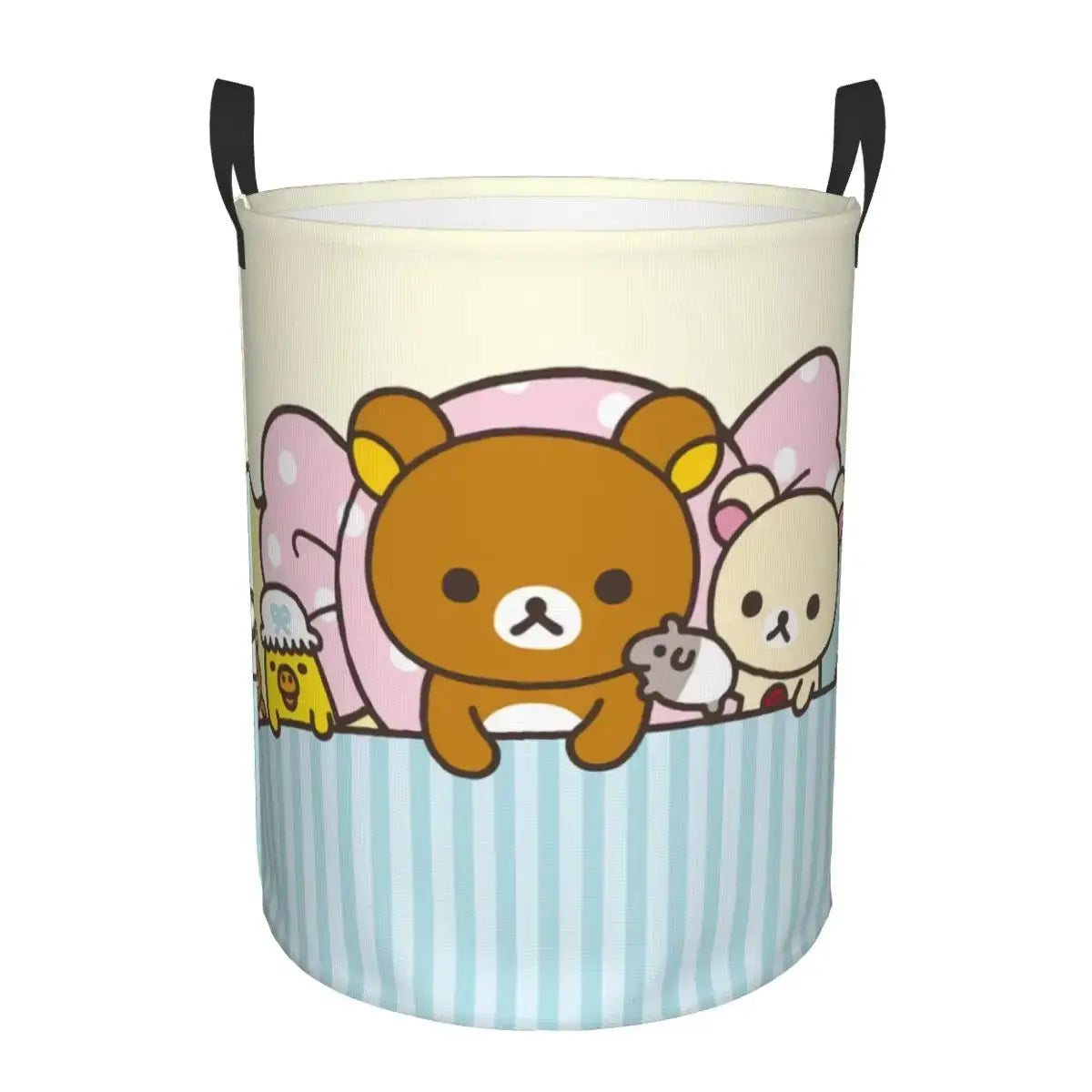 Custom Kawaii Cartoon Rilakkuma Bear Laundry Basket Foldable Toy Clothes Hamper Storage Bin for Kids Nursery - Velvet Haven