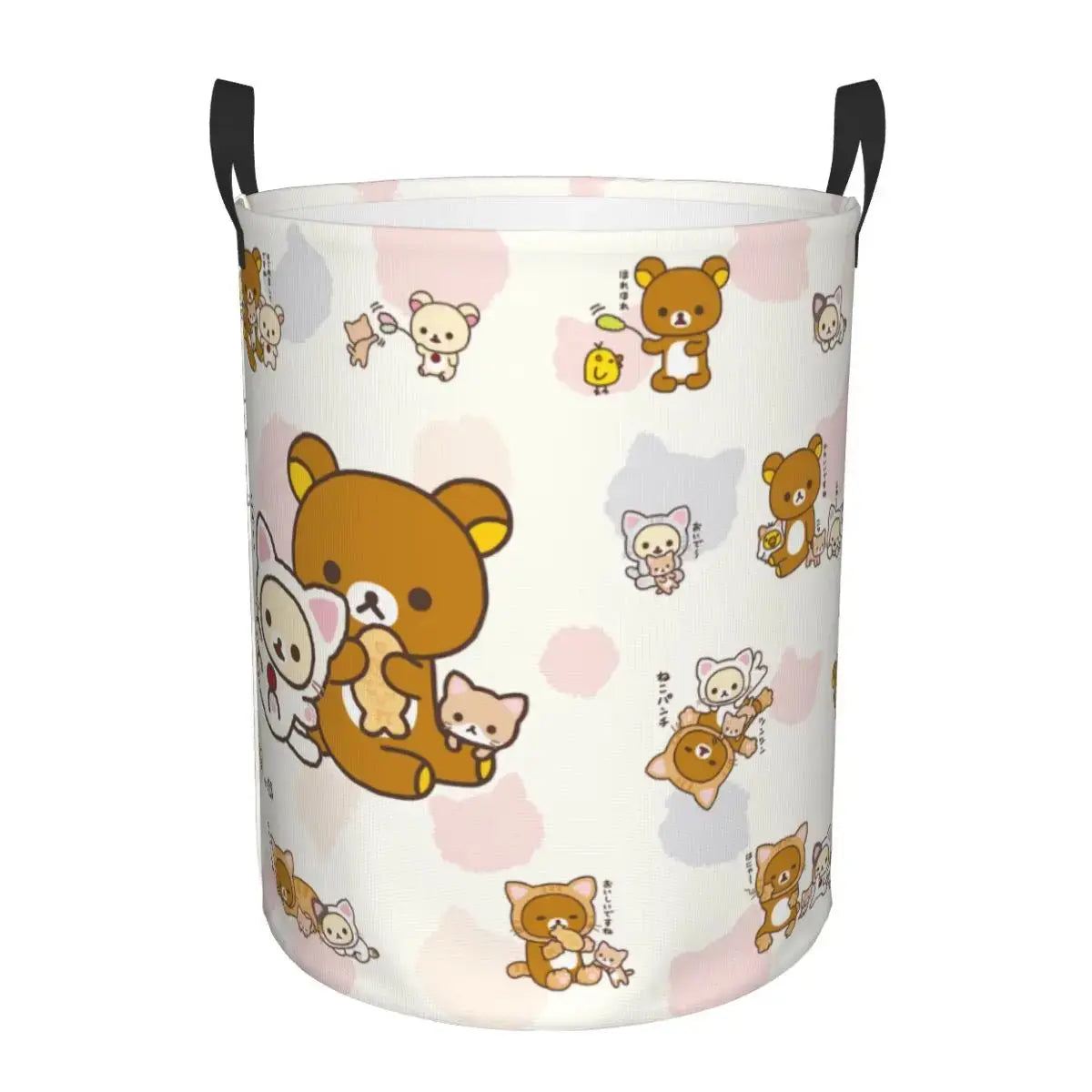 Custom Kawaii Cartoon Rilakkuma Bear Laundry Basket Foldable Toy Clothes Hamper Storage Bin for Kids Nursery - Velvet Haven