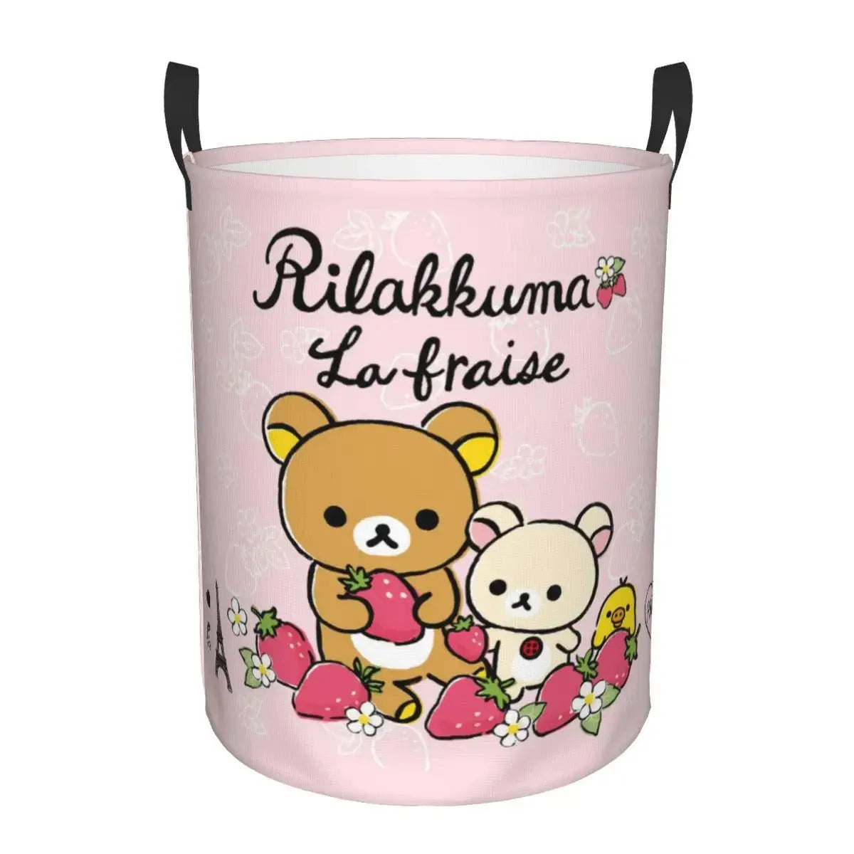 Custom Kawaii Cartoon Rilakkuma Bear Laundry Basket Foldable Toy Clothes Hamper Storage Bin for Kids Nursery - Velvet Haven