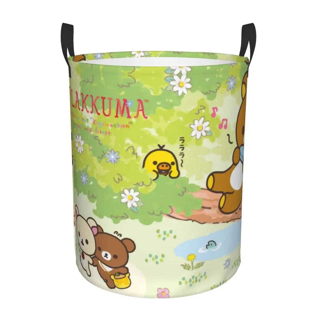 Custom Kawaii Cartoon Rilakkuma Bear Laundry Basket Foldable Toy Clothes Hamper Storage Bin for Kids Nursery - Velvet Haven