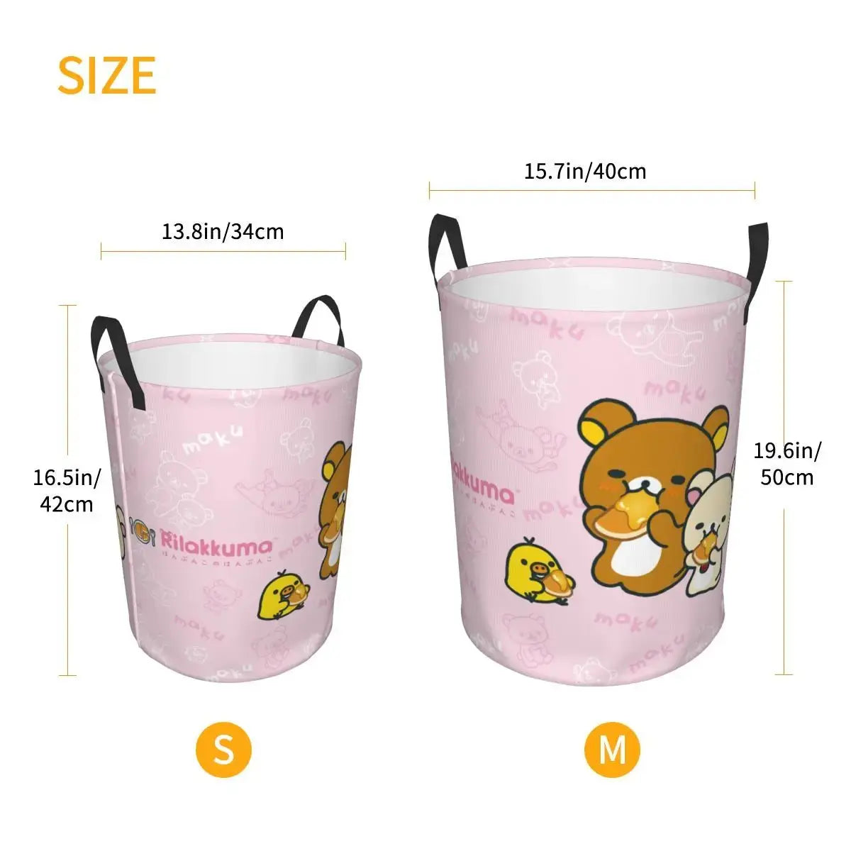 Custom Kawaii Cartoon Rilakkuma Bear Laundry Basket Foldable Toy Clothes Hamper Storage Bin for Kids Nursery - Velvet Haven