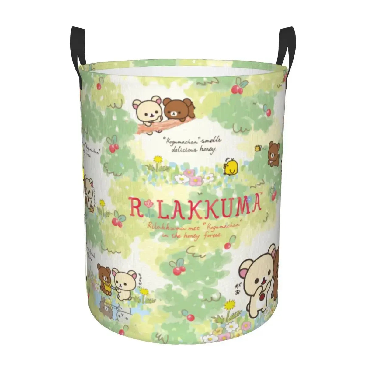 Custom Kawaii Cartoon Rilakkuma Bear Laundry Basket Foldable Toy Clothes Hamper Storage Bin for Kids Nursery - Velvet Haven