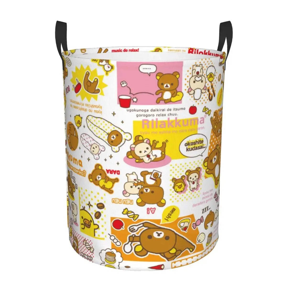 Custom Kawaii Cartoon Rilakkuma Bear Laundry Basket Foldable Toy Clothes Hamper Storage Bin for Kids Nursery - Velvet Haven