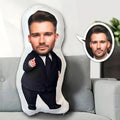Personalized custom photo throw pillow featuring a family picture on a living room sofa