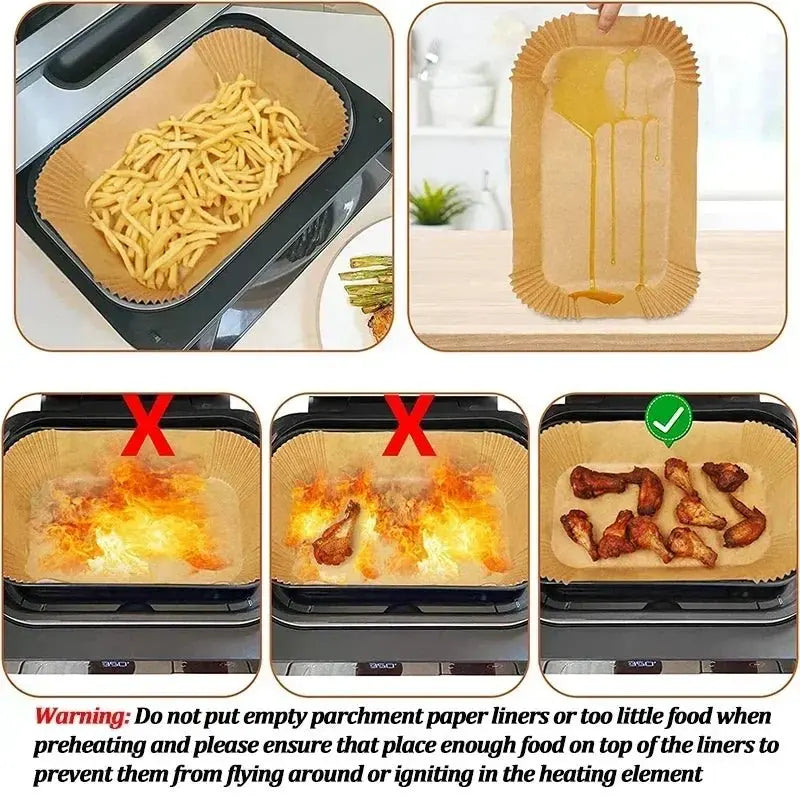 Disposable Air Fryer Paper Non-Stick Kitchen Baking Airfryer Mat Oilproof Micro-wave Barbecue Pad Baking Paper Liner Accessories - Velvet Haven