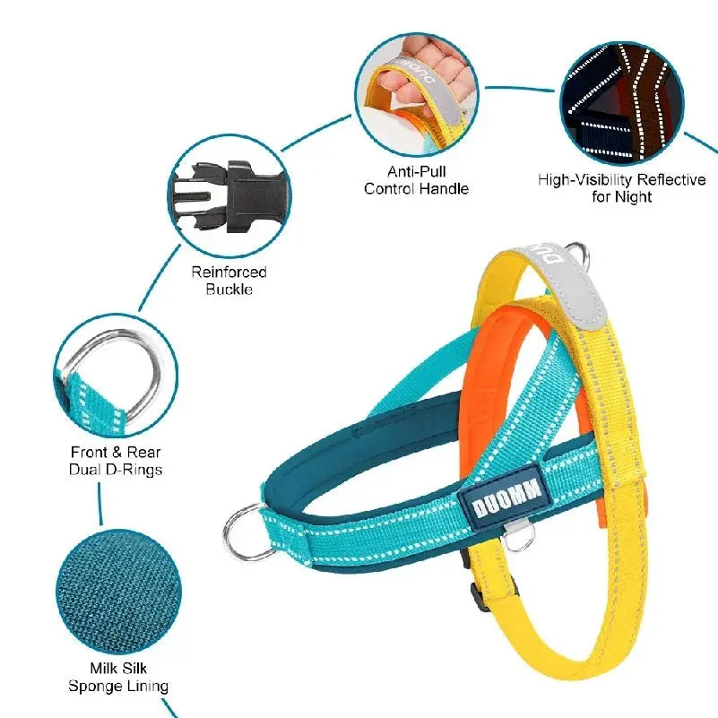 Dog Harness No Pull T-Shape Breathable Spring Summer Soft Padded Reflective Daily Outdoor Step In Walking Pet Harness Hiking - Velvet Haven