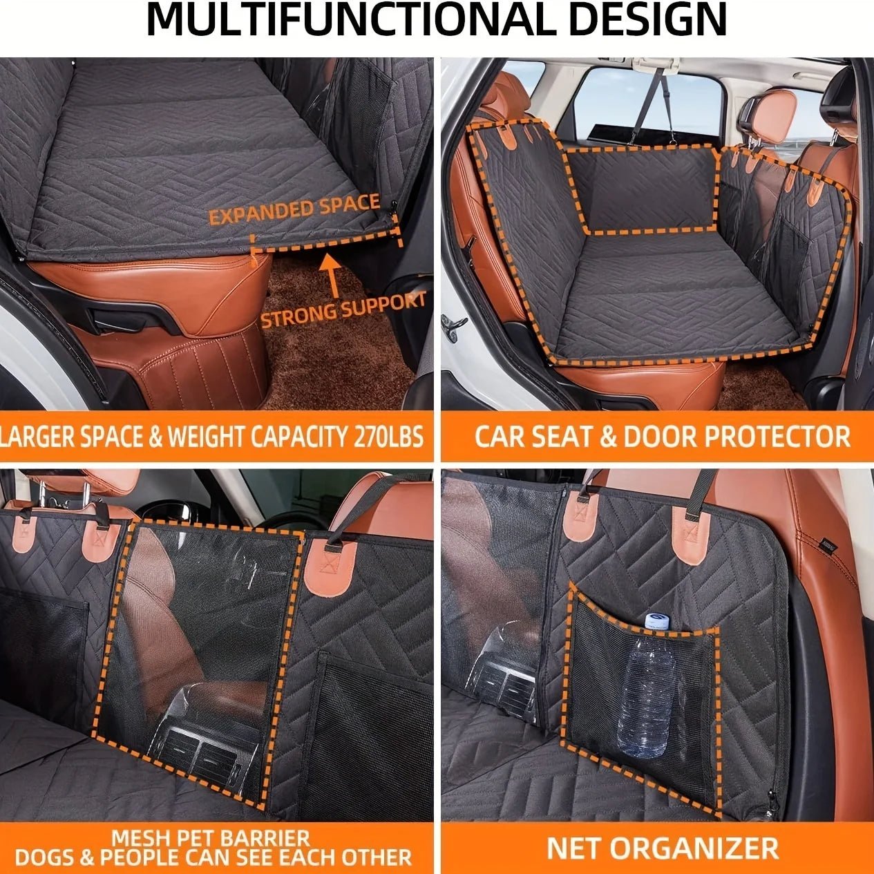 Waterproof Dog Car Seat Cover Hammock with Non-Slip Backing - Velvet Haven